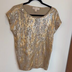 Michael Kors Gold/Shimmering  Sequins Blouse - Perfect for a night out!
